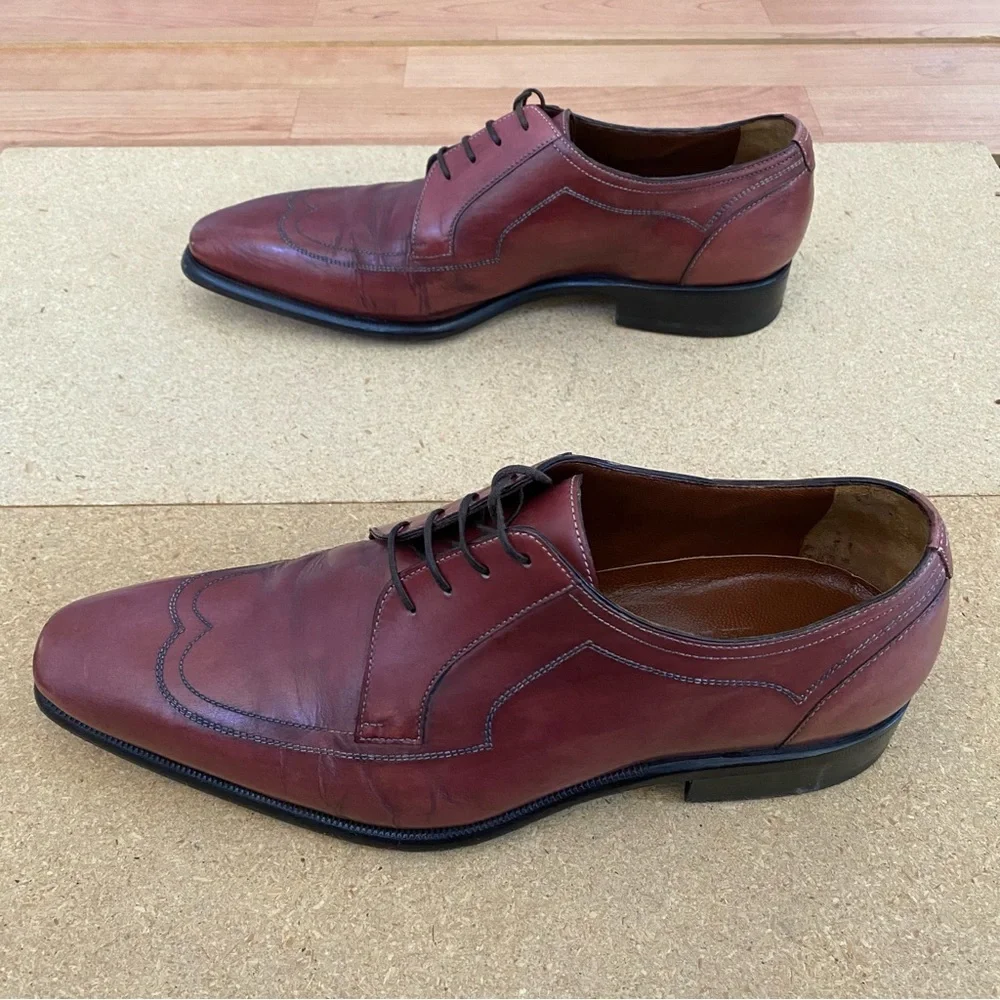 A. Testoni Men's Brown Leather Dress Shoes Lace Up Size 7 - Picture 2 of 8